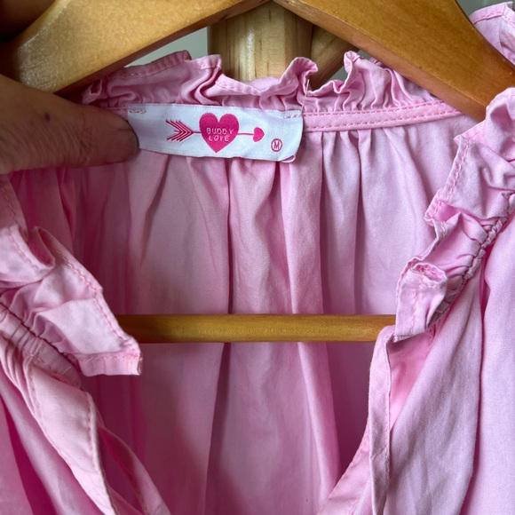 Pink Short Sleeve Top Ruffled Shoulders Puff Sleeve Size Medium Coquette Rush - Picture 3 of 7